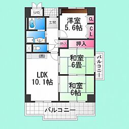 ポルト堺2 3LDKの間取図画像