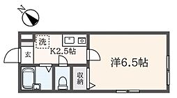 スプリングコート中町 1階1Kの間取り