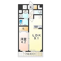 メゾン材木町 1LDKの間取図画像