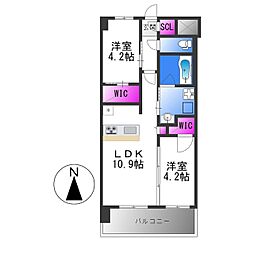 京阪本線 関目駅 徒歩3分の賃貸マンション 8階2LDKの間取り