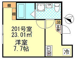 CK四ツ木 2階1Kの間取り