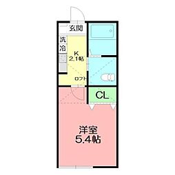 アパート 1Kの間取図画像