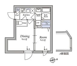 アトリオフラッツ湯島 5階1DKの間取り