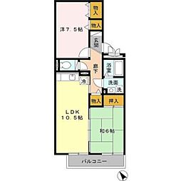 ルミエール甲東園2 2LDKの間取図画像