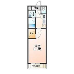 フジパレス北清水町2番館 1Kの間取図画像