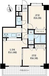 グランドヒルズ二番館 4階2LDKの間取り