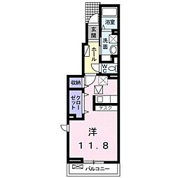 ベルデ 1階ワンルームの間取り