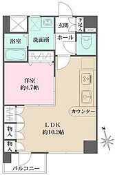 アビオン中野坂上 5階1DKの間取り