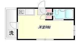 オーク三鷹 3階ワンルームの間取り