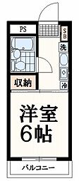よしみハウジングビル 4階1Kの間取り
