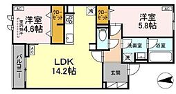 樹楽 2LDKの間取図画像