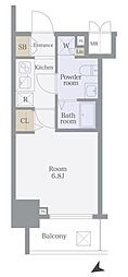 メインステージ蒲田6エグザ 1Kの間取図画像