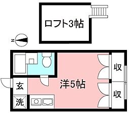 メゾン西野川2 ワンルームの間取図画像