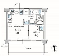 パークアクシス東蒲田 7階1LDKの間取り