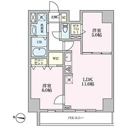 アーバンパーク扇大橋 12階2LDKの間取り