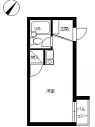スカイコート町屋 ワンルームの間取図画像