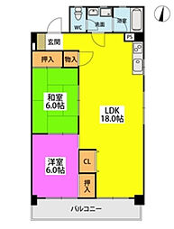 サンコーポあまの 3LDKの間取図画像