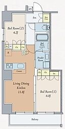 クレストコート西巣鴨 2階2LDKの間取り