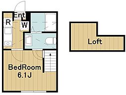 カーサ古淵 1階1Kの間取り
