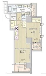 パークアクシス池田山 2階1LDKの間取り