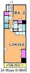 フロリッシュ中央 1LDKの間取図画像