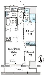 プライムブリス深川住吉 2LDKの間取図画像
