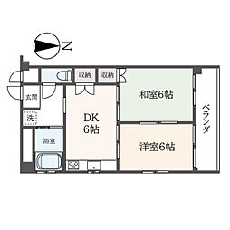 サンビーム小杉 4階2DKの間取り