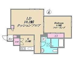 京急本線 大森町駅 徒歩15分の賃貸アパート 1階1LDKの間取り