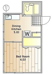 東急大井町線 荏原町駅 徒歩5分の賃貸アパート 1階1DKの間取り