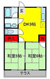 グリーンコーポ 2DKの間取図画像