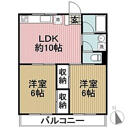 平和日吉ハイツ 2LDKの間取図画像