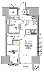 ラティエラ武蔵小山レジデンス 1SLDKの間取図画像