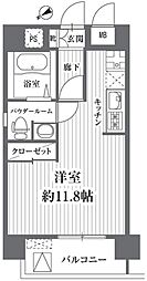 HF浅草橋レジデンス 4階ワンルームの間取り