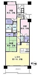 朝日マンション横浜蒔田 3LDKの間取図画像