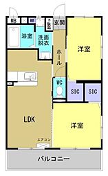 Ｍ10みまた 2階2LDKの間取り