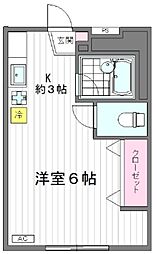 T・ハウス 2階ワンルームの間取り