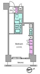 RESIDIA新御徒町 ワンルームの間取図画像