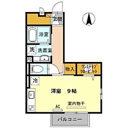 JR青梅線 拝島駅 徒歩6分の賃貸アパート 1階ワンルームの間取り