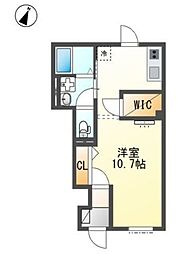 パレス北野 1階ワンルームの間取り