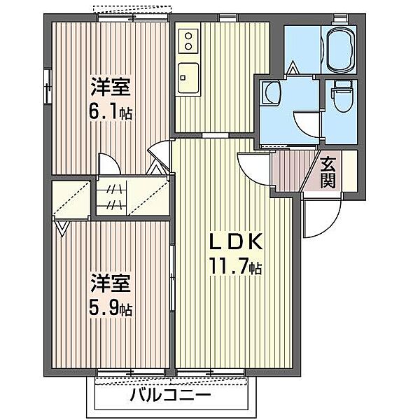 クレストタウンＩ 00102｜栃木県小山市大字横倉(賃貸アパート2LDK・1階・50.70㎡)の写真 その2