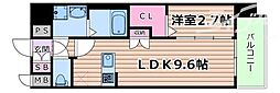 プレサンスNEO上新庄PRIMECRUIS 1LDKの間取図画像