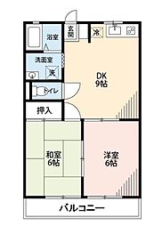 コーポホワイトリバー 2DKの間取図画像