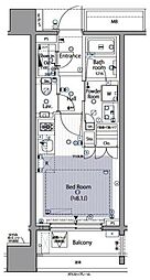 東京メトロ日比谷線 六本木駅 徒歩6分の賃貸マンション 5階ワンルームの間取り