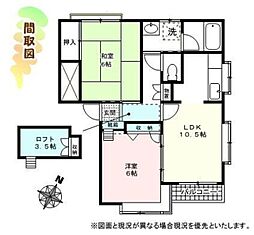 フィオーレ新田 2LDKの間取図画像