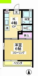 グリーンシティハウスB 1Kの間取図画像