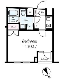 ビバリーホームズ田無III 2階1Kの間取り