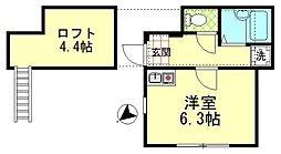 都営三田線 本蓮沼駅 徒歩9分の賃貸アパート 1階ワンルームの間取り