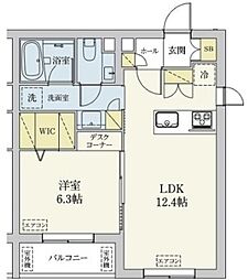 東急池上線 長原駅 徒歩4分の賃貸マンション 1階1LDKの間取り