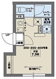 大田区東矢口1丁目マンション ワンルームの間取図画像