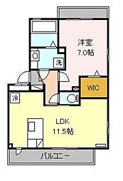シャルム池上 1階1LDKの間取り